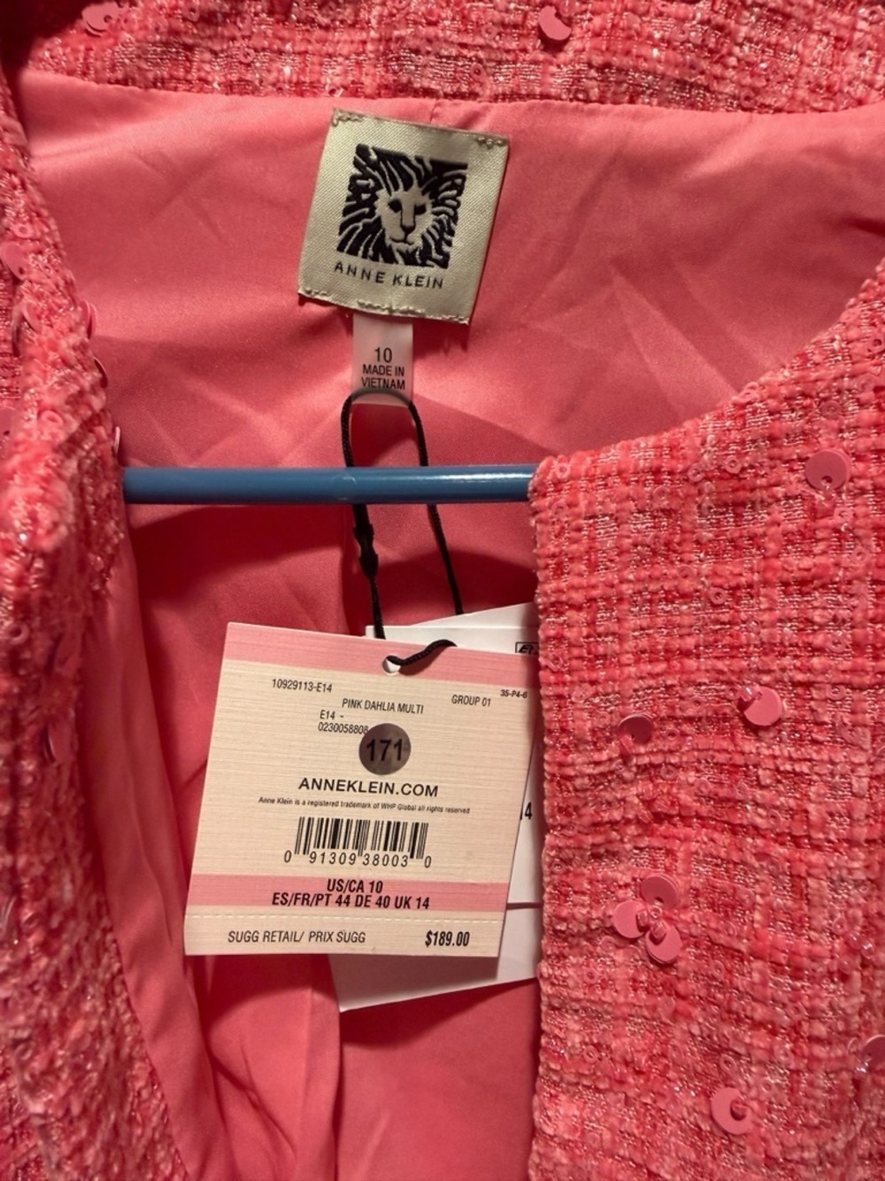 Anne Klein Pink Tweed Jacket - Picture 3 of 3